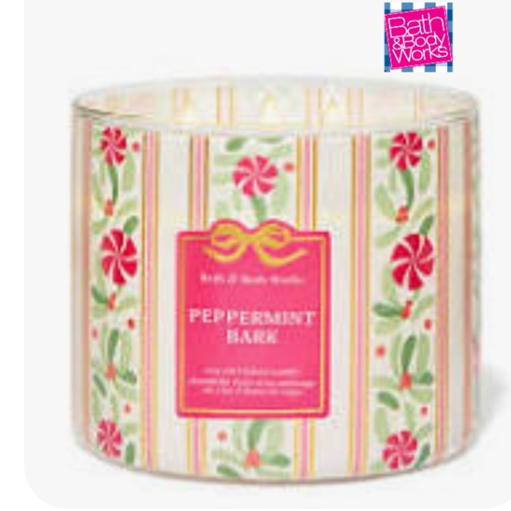 Bath & Body Works Peppermint Box Scented 3 Wick Candle Brand New With Tags